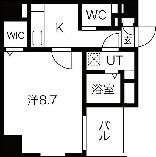 A 1Kの間取り図