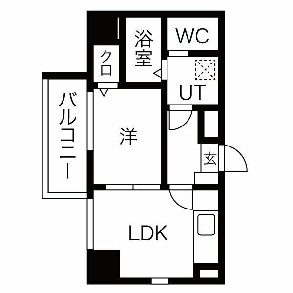 A 1LDKの間取り図