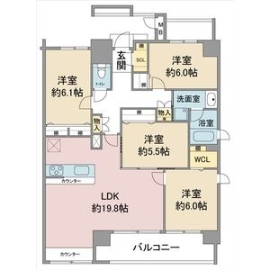 B 4LDKの間取り図
