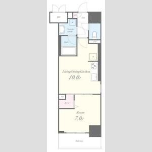 C 1LDKの間取り図