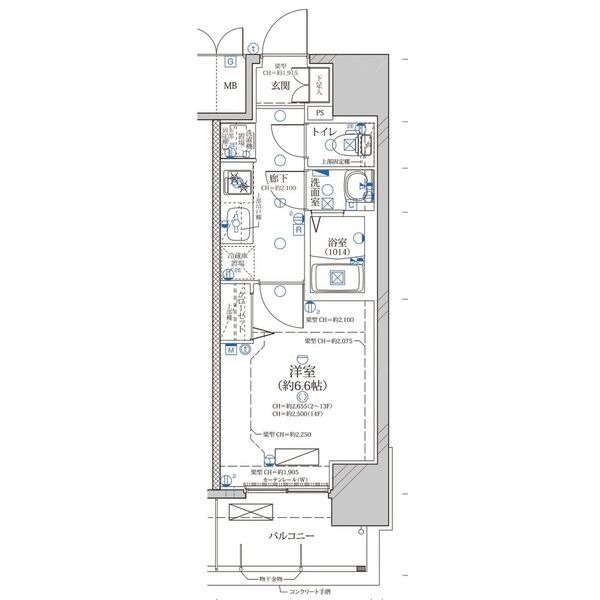 E 1Kの間取り図