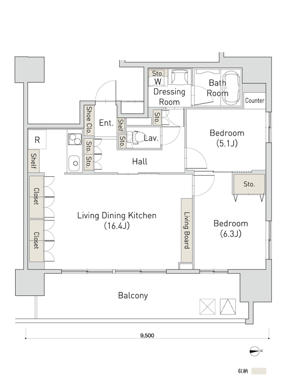 L・PREMIUM PLAN 2LDKの間取り図