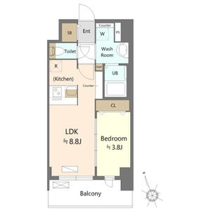 B' 1LDKの間取り図