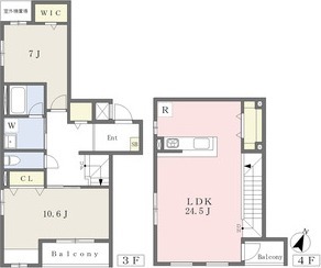 E 2LDKの間取り図
