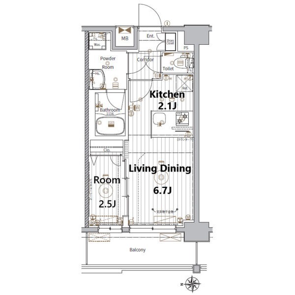 F1 1LDKの間取り図
