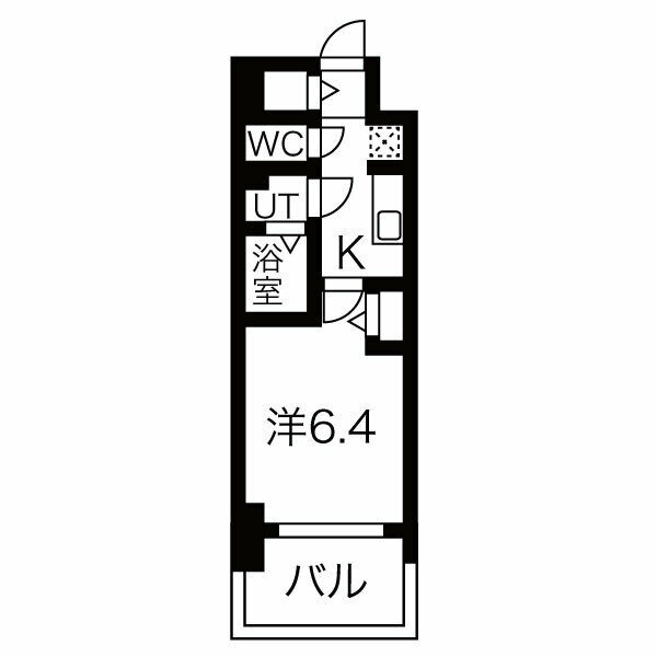 B1 1Kの間取り図