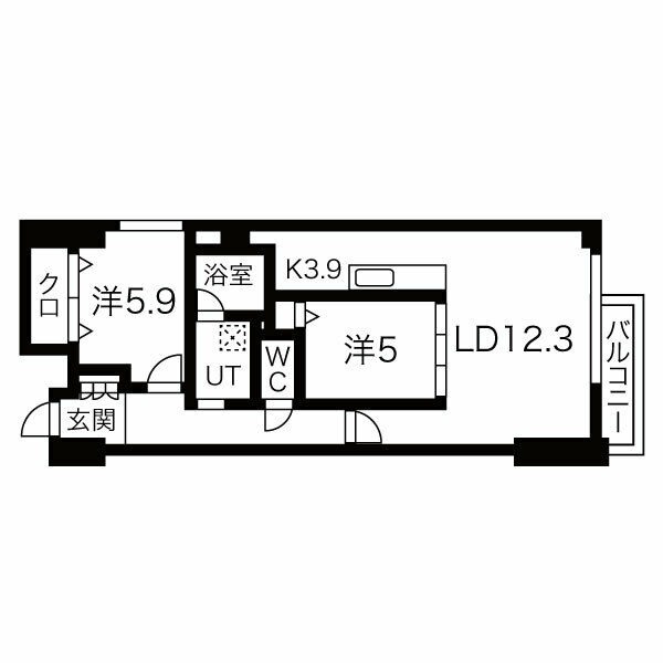 C 2LDKの間取り図
