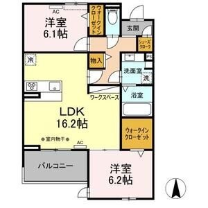 B2 2LDKの間取り図