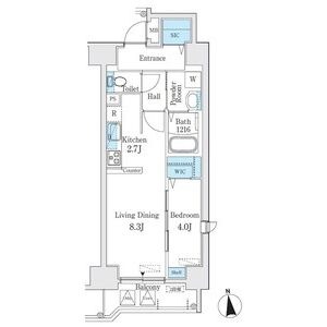 C 1LDKの間取り図