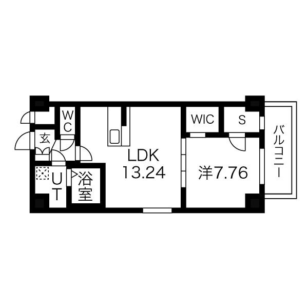 B 1LDK+Sの間取り図