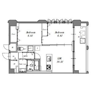 2LDKの間取り図