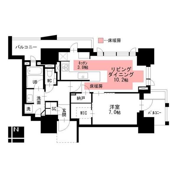 G 1LDKの間取り図
