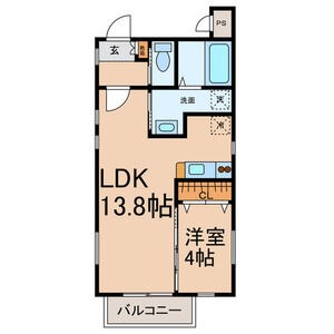 A 1LDKの間取り図