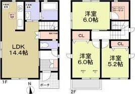 D 3LDKの間取り図