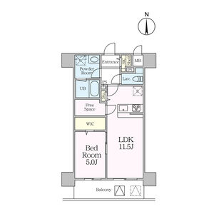 B 1LDKの間取り図