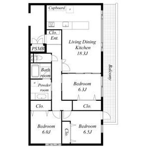 A2 3LDKの間取り図