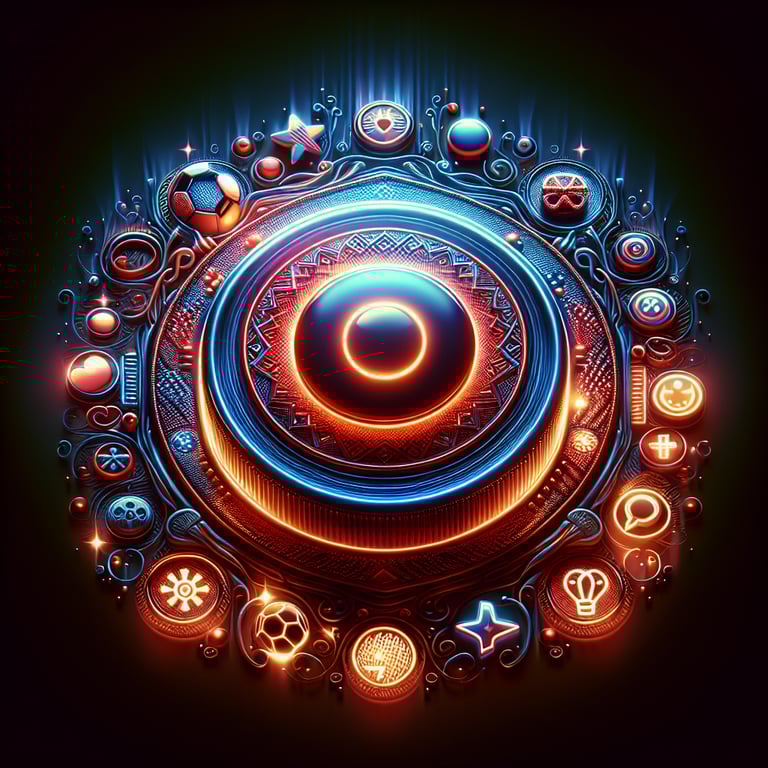 An eye-catching social media icon designed for an online game platform, bursting with vibrant colors like electric blue and radiant gold, accentuated by intricate patterns that symbolize lucky bonuses; the icon sits prominently against a softly blurred background, with subtle, innovative textures adding depth, while a dynamic lighting effect highlights its features and sharp edges, inviting players to register and dive into the excitement of live sports, all while maintaining a clean and focused composition that draws the viewer's attention directly to its captivating essence.