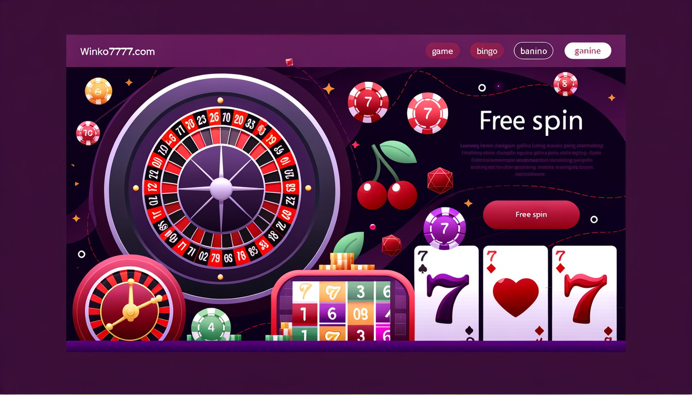 A colorful casino-themed digital game display with a spinning wheel and various gaming icons.