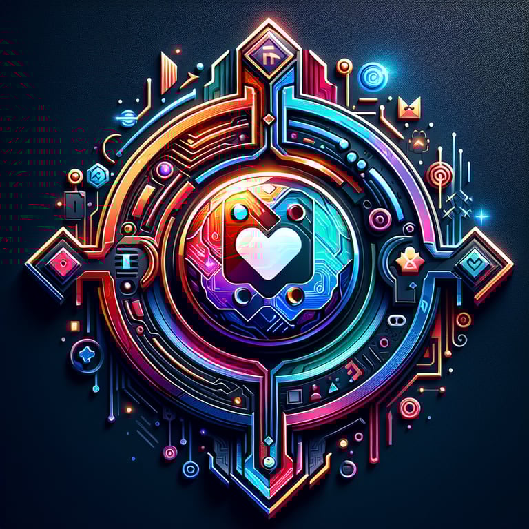 In the foreground, an intricately designed social media icon symbolizing the 