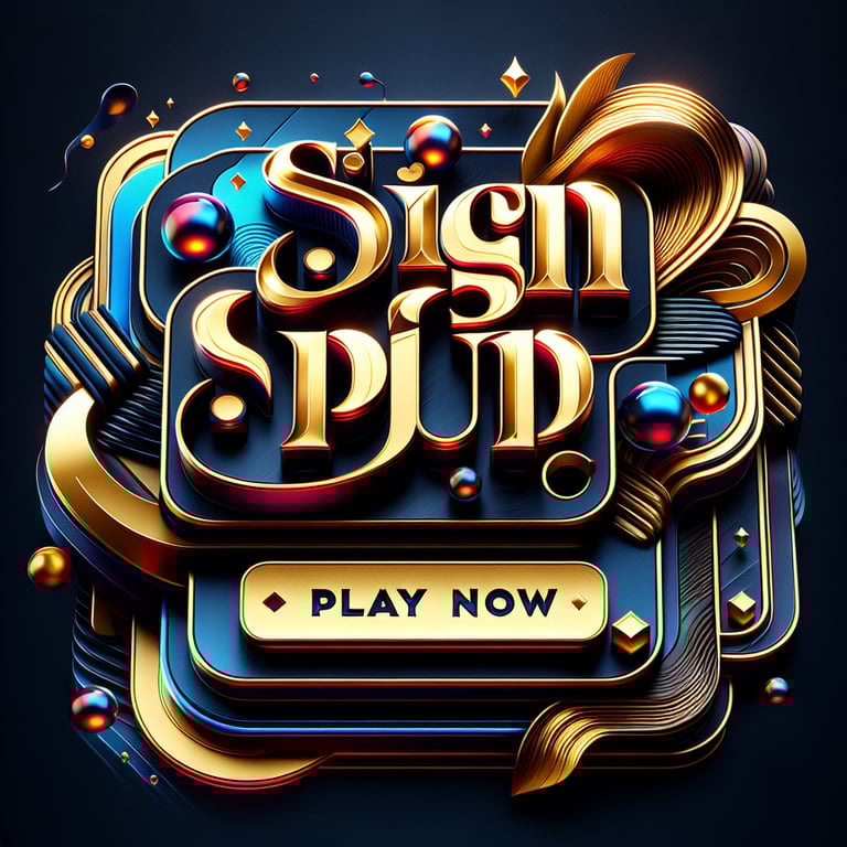 Image A visually striking logo design featuring a bold, rectangular composition that captures the essence of excitement with a vibrant color palette of electric blues and rich golds, showcasing the phrases 