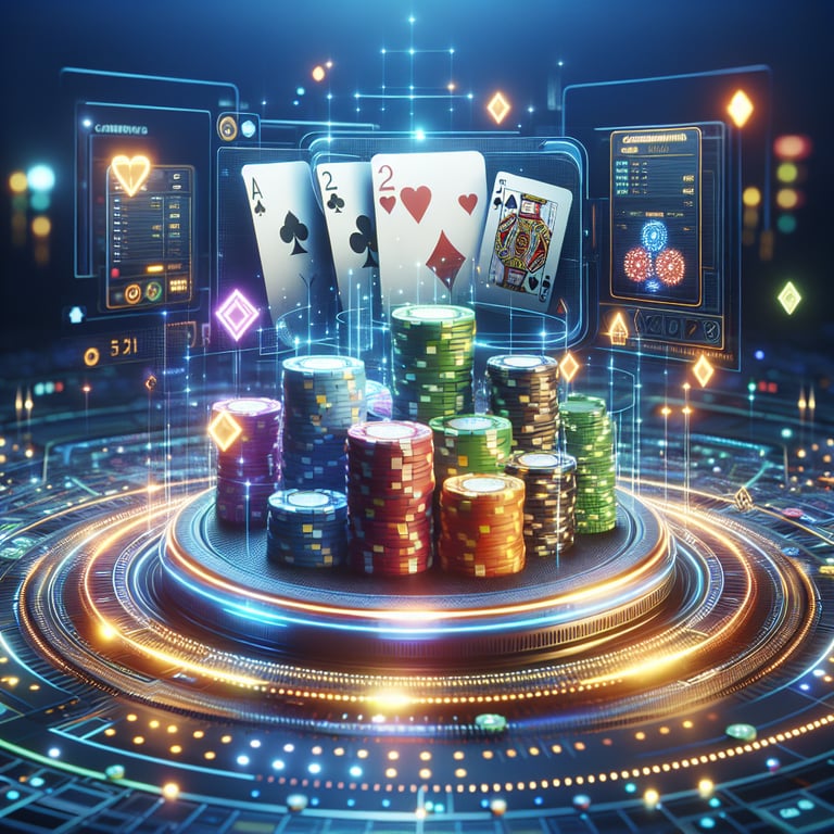 A visually stunning depiction of a sleek, glowing online casino interface featuring a central, luxurious slot machine embellished with vibrant colors and intricate golden patterns, surrounded by shimmering virtual coins cascading down in mid-spin, reflecting thoughtful lighting that enhances its allure; abstract symbols of safety and luck subtly integrated into the design, ensuring the focus remains on the captivating features of the machine while creating an impactful, clean, and striking visual composition perfect for a carousel image.