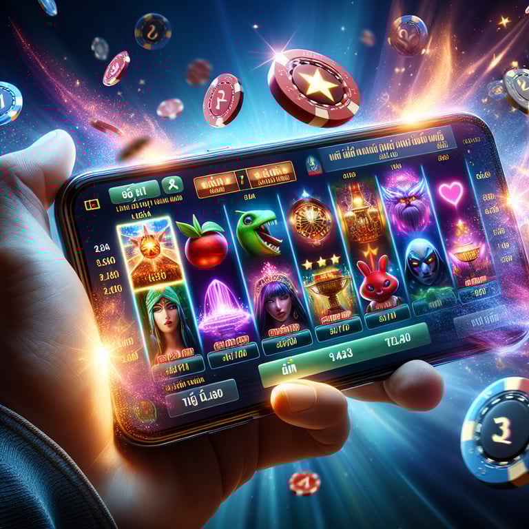 Một hình ảnh nổi bật của một casino trực tiếp với các biểu tượng máy đánh bạc Việt Nam tỏa sáng rực rỡ trong bối cảnh cá cược thể thao, với từng chi tiết được thiết kế tỉ mỉ để thu hút ánh nhìn. Các màu sắc sống động được kết hợp hài hòa, cùng với các hiệu ứng ánh sáng tinh tế làm nổi bật sự hấp dẫn của trò chơi, tạo nên cảm giác phấn khởi cho người chơi. Những yếu tố hỗ trợ, như biểu tượng khuyến mãi và giao diện ứng dụng di động, được tích hợp khéo léo xung quanh, nhưng vẫn giữ cho trọng tâm là máy đánh bạc, để tỏa sáng một cách ấn tượng và tối giản.
