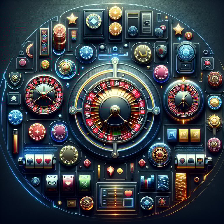 A visually stunning representation of a sleek online casino gaming console, elegantly illuminated by a spectrum of vibrant colors, showcasing intricate details of the controls and screens displaying exciting game options, each adorned with rich textures that evoke a sense of luxury and thrill; delicate holographic elements subtly surround the console, symbolizing the concept of safe betting, while focused lighting accentuates the console's features, creating a clean and impactful design centered on the heart of gaming activities.