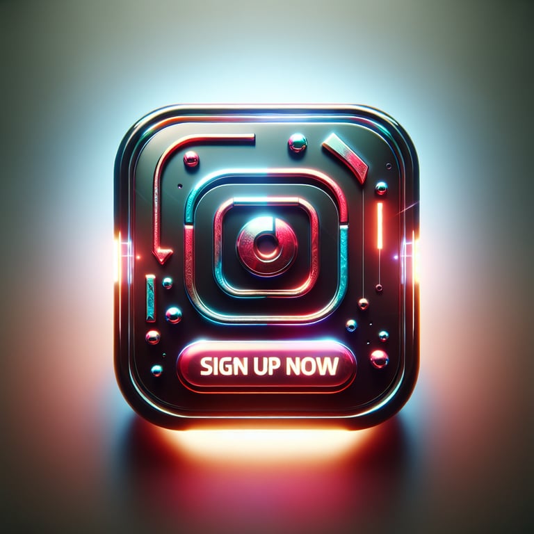 A beautifully crafted social media icon, featuring a glossy finish that glints under soft, radiant lighting, encapsulates the thrill of online gaming with intricate details representing safety in play; vibrant colors swirl within the icon, suggesting an invitation to 'Sign Up Now' while minimalist abstract elements enhance the theme without overwhelming it, making this design both captivating and powerful.