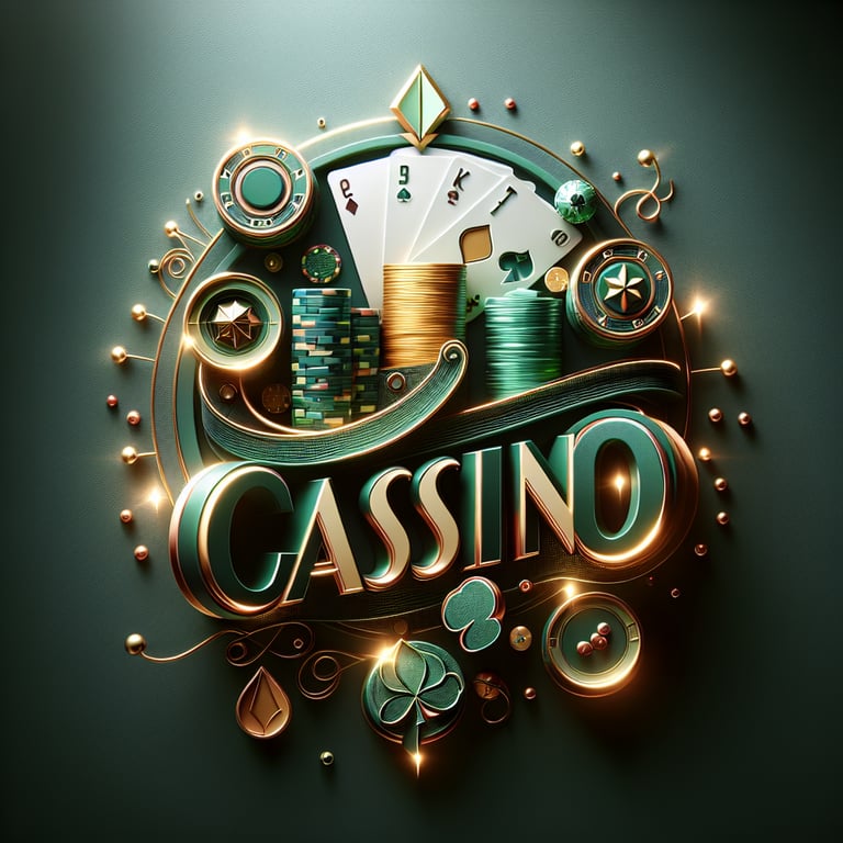 Image Um logotipo de cassino cuidadosamente projetado que se destaca em um fundo sutil, com um design elegante e moderno que incorpora detalhes intrincados de fichas de poker e cartas, banhadas em cores vibrantes de verde esmeralda e dourado, enquanto efeitos de iluminação criam um brilho sedutor nas superfícies. A tipografia é ousada e sofisticada, através de texturas inovadoras que evocam luxo e diversão, com elementos sutis de símbolo de sorte que elevam a temática do cassino, resultando em uma composição impactante que captura a essência emocionante e envolvente do jogo.