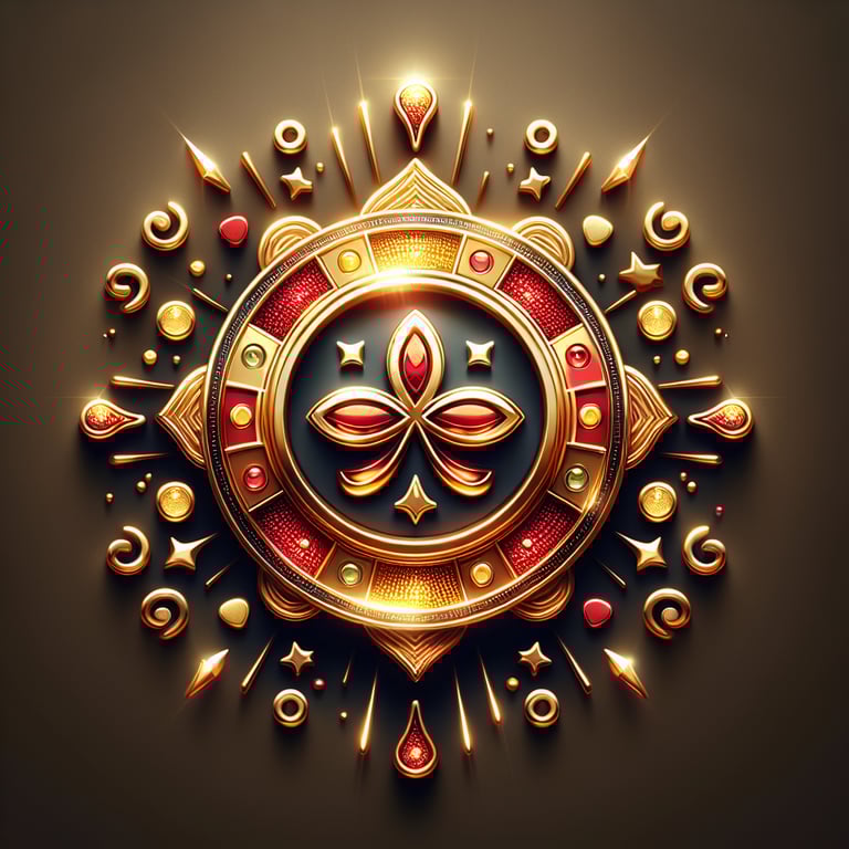A visually striking online casino icon, bursting with vibrant colors and innovative textures, showcases a gleaming lucky bonus symbol that radiates excitement and allure; thoughtfully designed lighting highlights its intricate details while a subtle yet sophisticated safety emblem discreetly supports the theme, ensuring the focus remains sharply on the object’s essence in a clean and impactful composition.