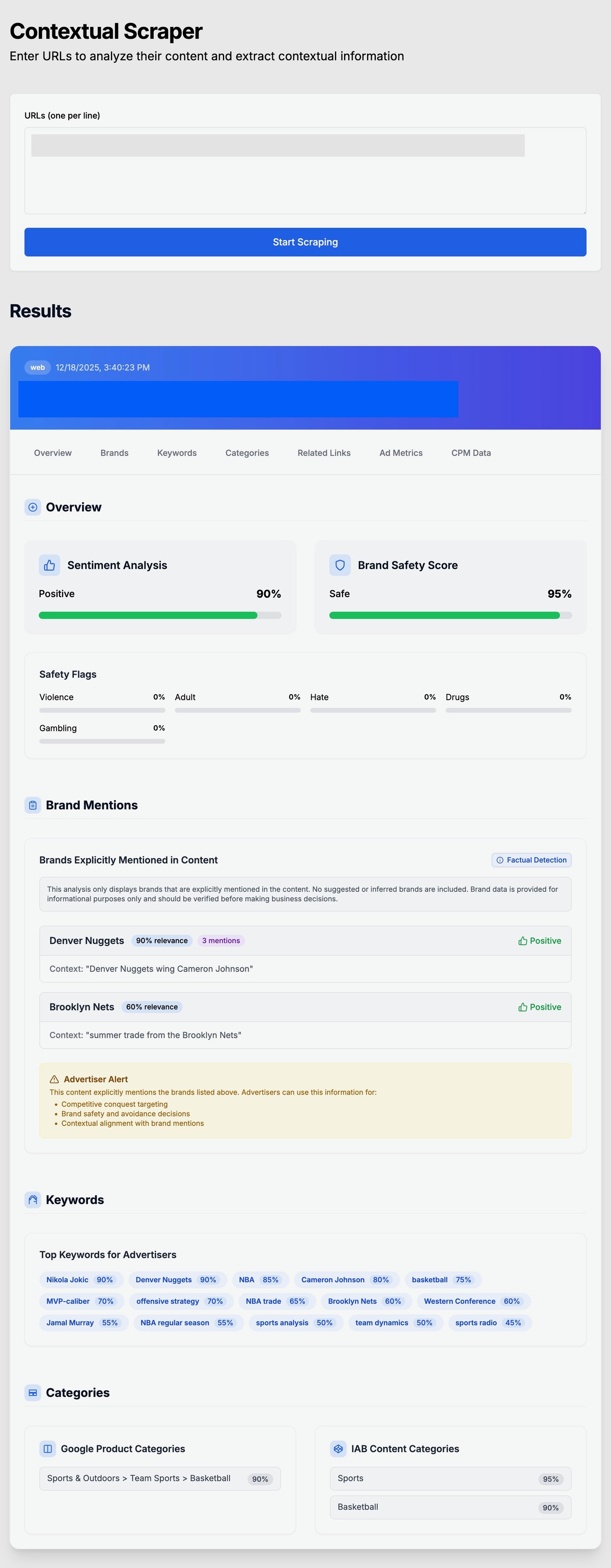 Using an LLM to process the context of a web page