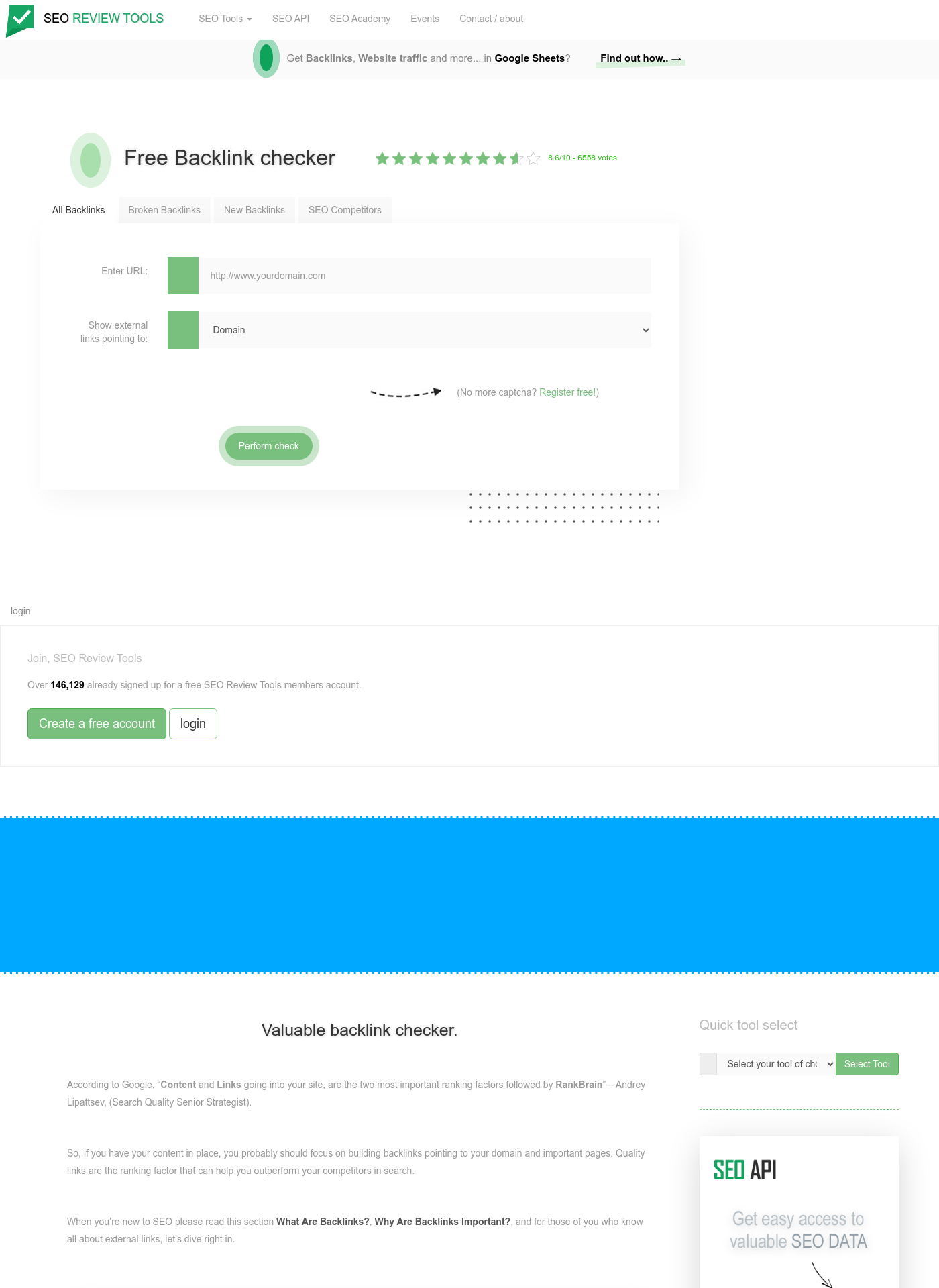 Cover for SEOReviewTools Backlinks Checker