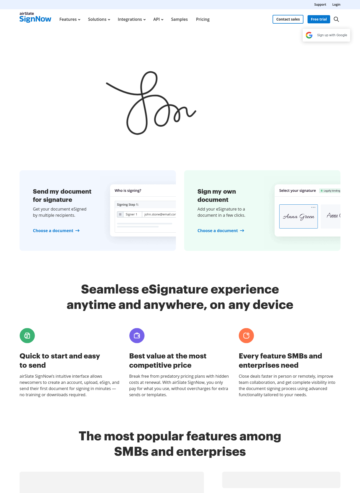 Cover for SignNow
