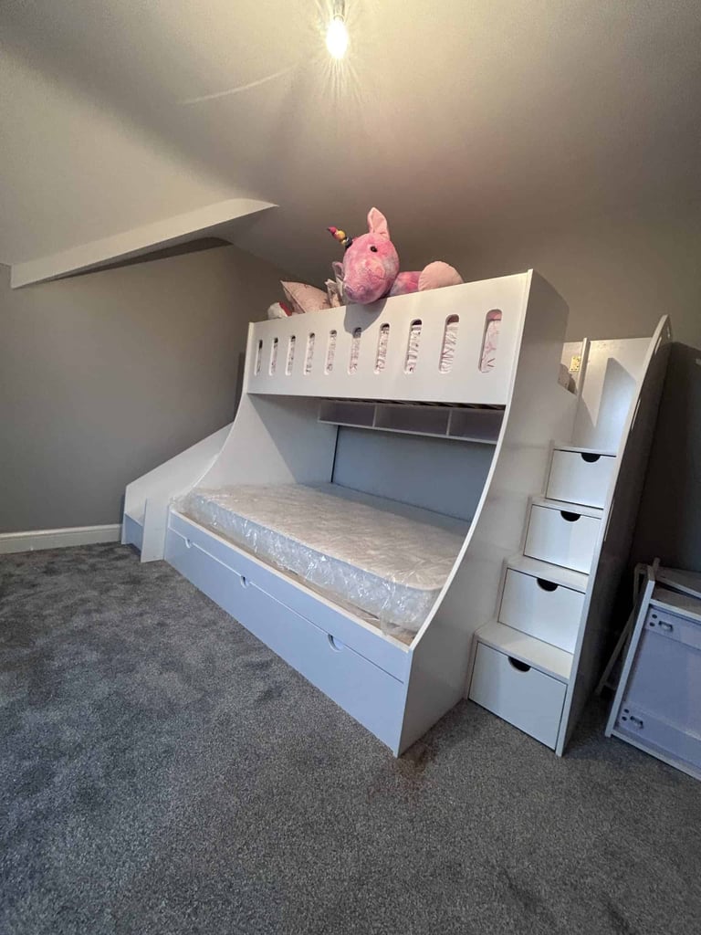 bunk bed with shelving