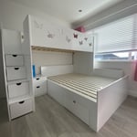 L Shaped Double single bunk bed for modern homes with X Cutouts