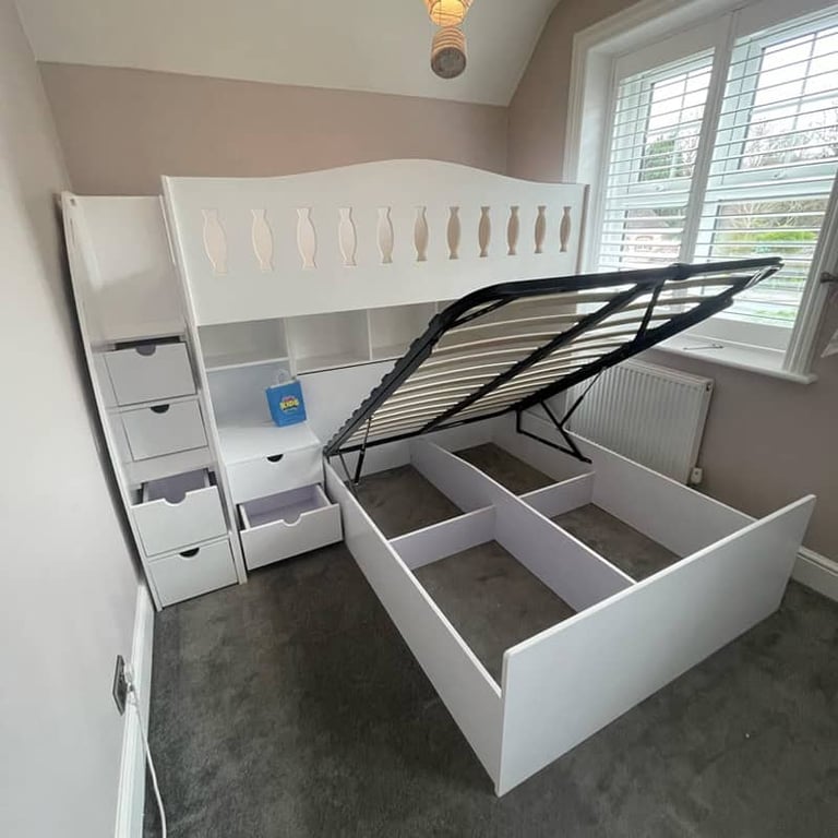 double single L shape ottoman bed