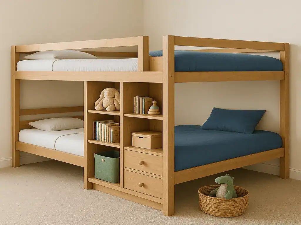 Split Loft Beds with Storage Dividers