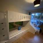 Children’s single bunk beds with toy storage