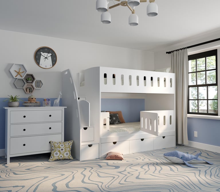 kids bed with stairs and gates