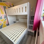 L-shaped double and single bunk bed for small rooms