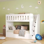 single bunk bed with drawers on stairs