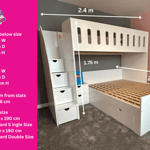 L Shaped Double single bunk bed for modern homes with Butterfly Cutouts