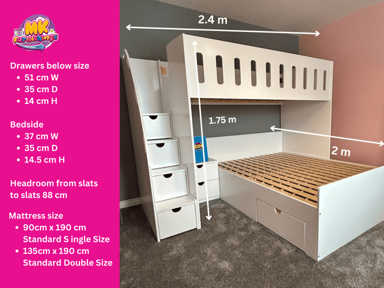 L Shaped Double single bunk bed for modern homes with Butterfly Cutouts