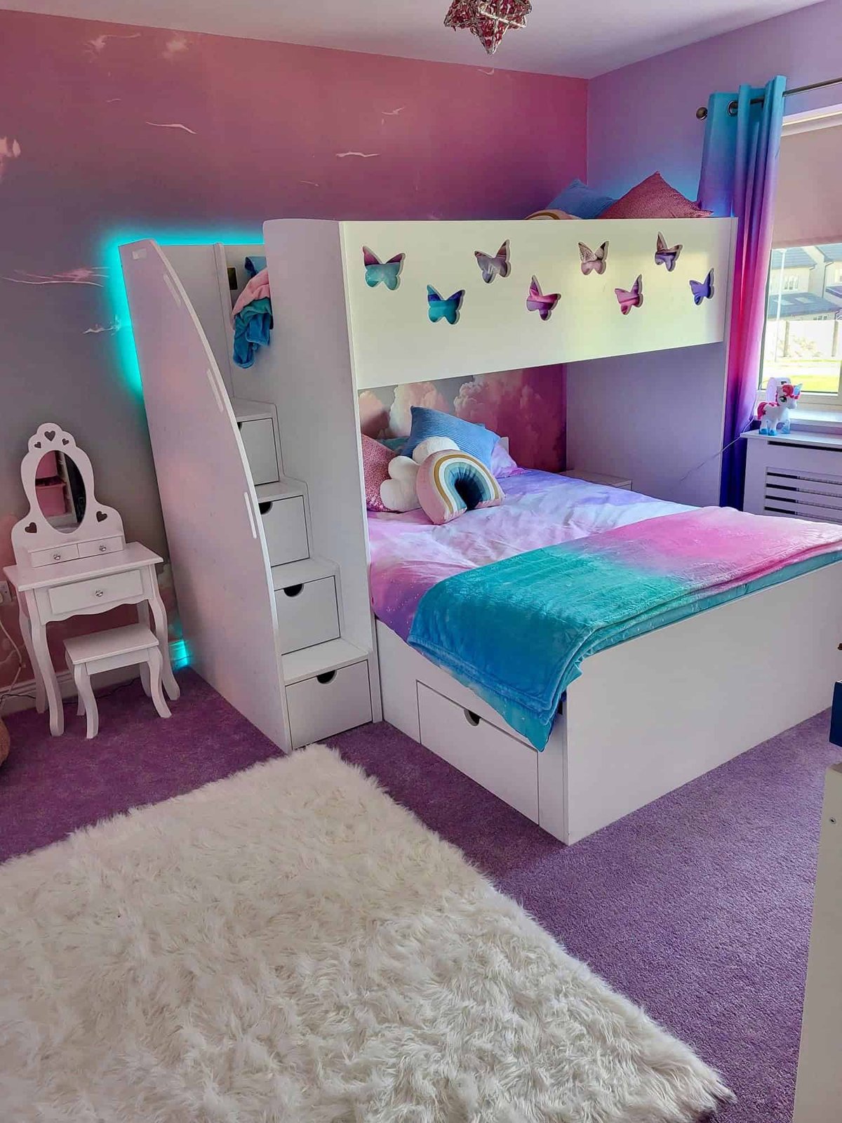 Double And Single L Shape Bed With Bedside