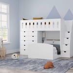 L shape bunk bed with 10 drawers and stairs icon