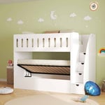tall bunk bed with ottoman front view