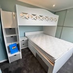 Double Single L Shaped Bunk Bed with Butterfly Cutouts