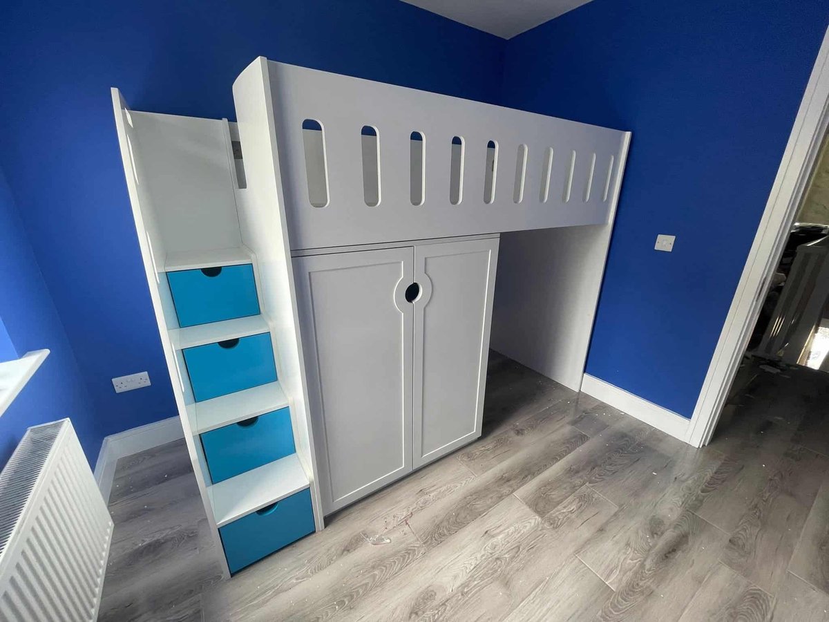 High Sleeper With Wardrobe and Stairs
