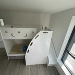 Small single bunk beds with slide