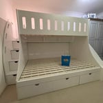 Single over double bunk bed for small rooms with Slide